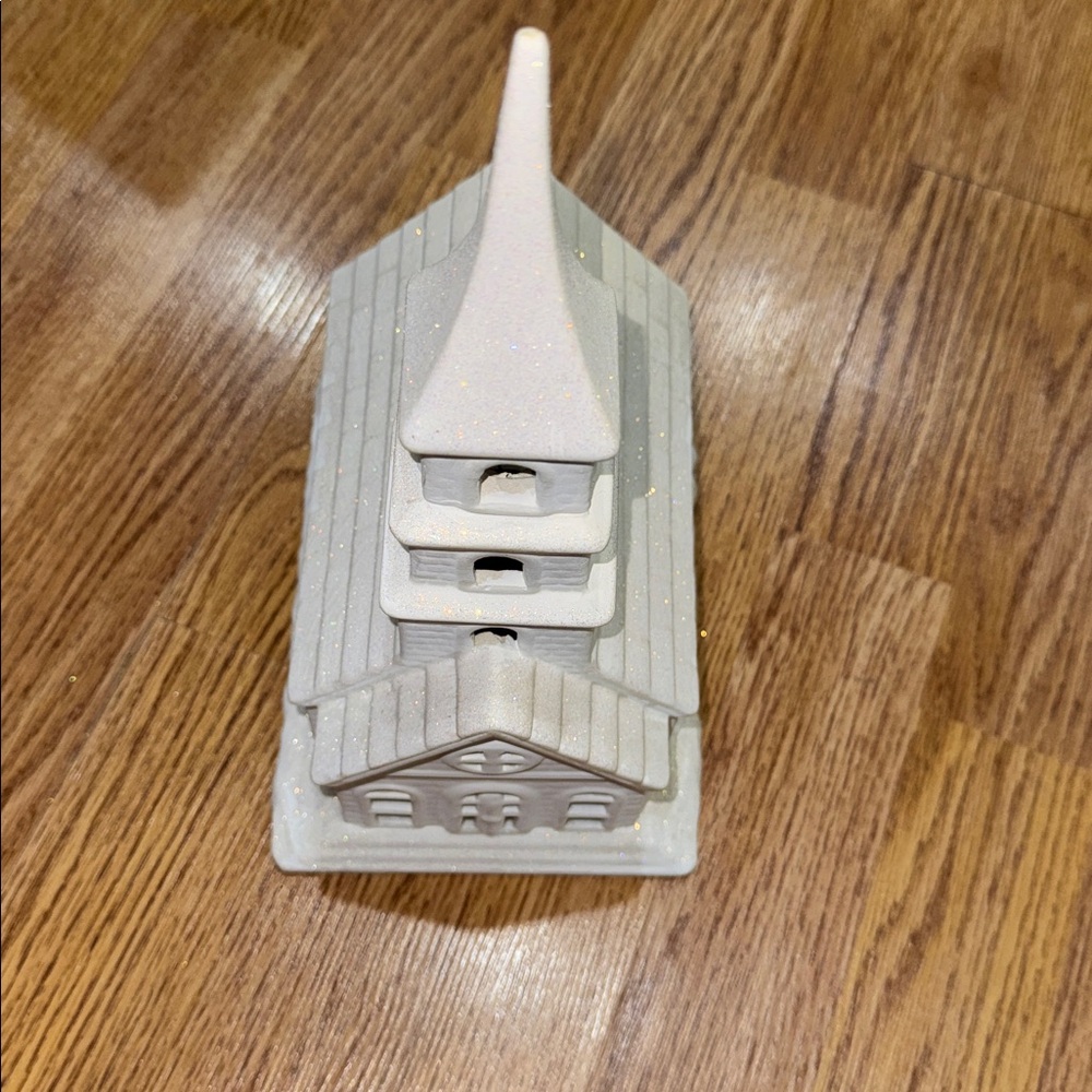 White Ceramic Church Lamp Musical